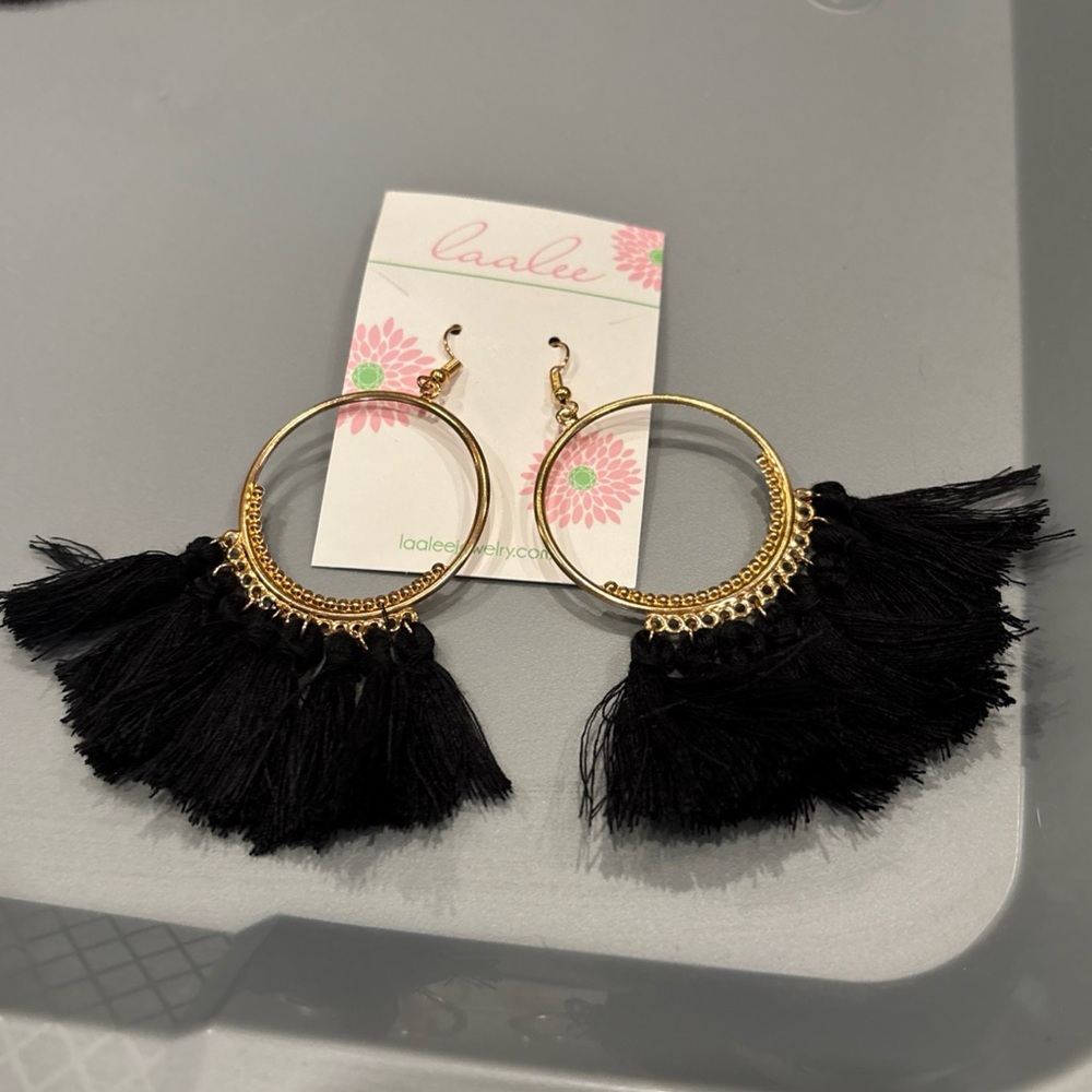 Black tassel earrings
